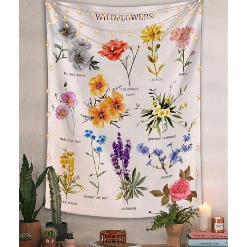 Vertical Illustrative Reference Chart Tapestry With Word, Beige White Vintage Tarot Flag