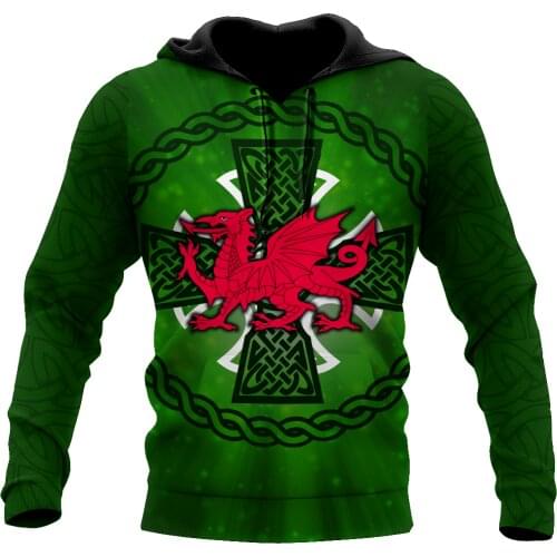 Celtic Wales Dragon Tattoo 3D Printed Unisex Deluxe Hoodie Men Sweatshirt Streetwear Zip Pullover Casual Jacket Tracksuit-611