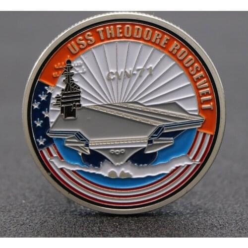 USS Theodore Roosevelt CVN-71 Army Fan Collectibel Souvenirs Coins US Department Of The Navy Aircraft Silver Plated Coin