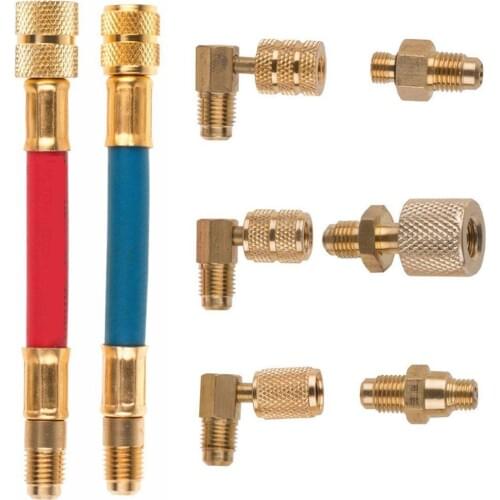 8pcs Car Air Conditioner Refrigeration R134A R12 Converting Adapter Hose Set Kits Air Condition Adapters Connector Hose A35