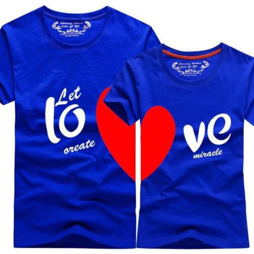 Korean Fashion Matching Couple Clothes Heart LOVE Print T-Shirt Women Men Cotton Short Sleeve Couple T Shirt For Lovers Custom