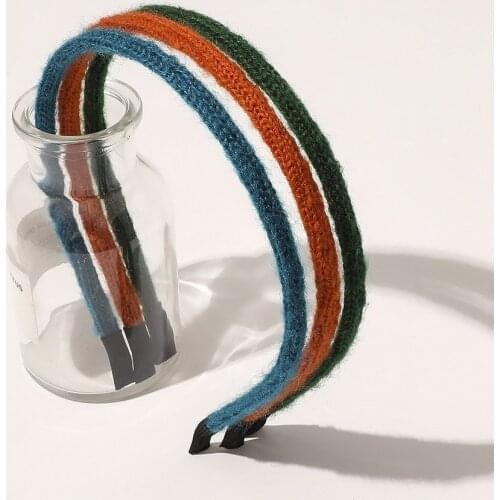 Korea Simple Knitting Headband For Women Fine Braid Head Band Girl Furry Hair Bands Pink Hair Wrap Hairbands Winter Accessory