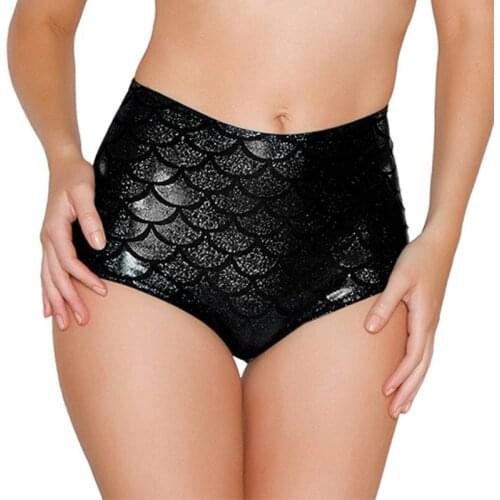 Patent Leather High Waist Scaly Figure Shorts Sexy Candy Color Pole Dance Clubwear Boxer Shorts Fish Scale Mini Short Trousers