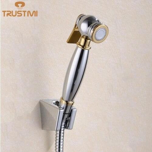 Brass Portable Bidet Sprayer Toilet Anal Shower Attachment Bathroom Sink Faucet Set Kit Premium Spray Gold