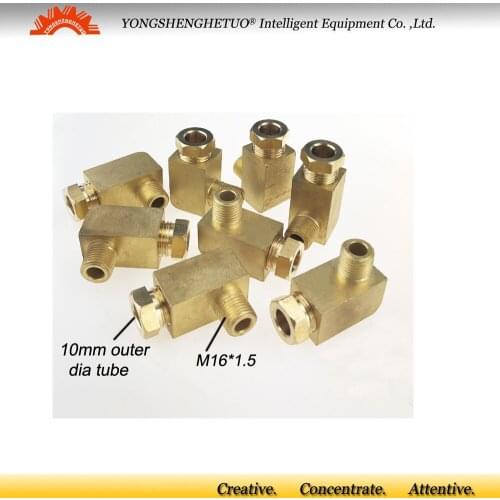 M16*1.5 male thread Brass Right-angle connector elbow adaptor coupling PL-1014 for 10mm outer dia tube