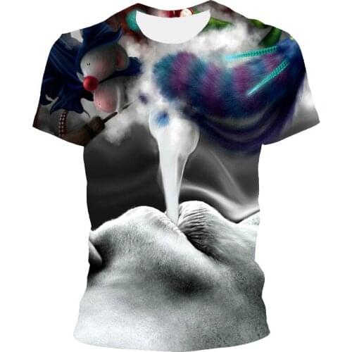 2021 summer trend style T-shirt fashion new cool man 3D printing round neck mens character avatar short-sleeved summer casual t