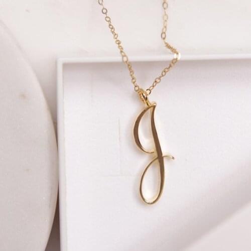 Small letter Label Simple Initial Logo alphabet J Necklace Fashion Symbol English Initials Letters Charm Pendant Jewelry