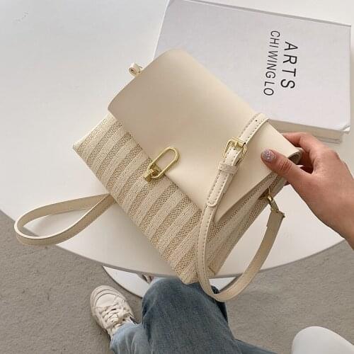 Strip Design Small PU Leather Crossbody Shoulder Bags For Women 2021 Summer Simple Handbags And Purses Female Travel