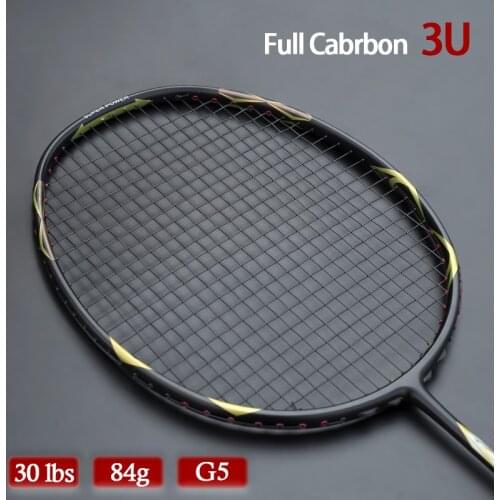 Offensive Tyle Hard Rod Full Carbon Fiber Strung Badminton Racket Light Weight 3U 85G G5 Professional Racquet With Bags Speed