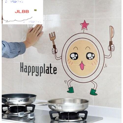 Cartoon Anti-oil pollution kitchen PET Wall Stickers Cabinet Stove kitchen decoration Mural Transparent self-adhesive stickers