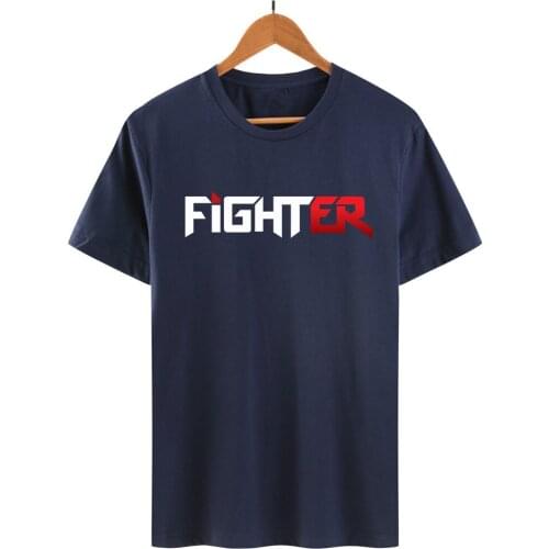 Fighter Men Letter Print T shirt Minimalist Harajuku 100% Cotton Brand T-shirt Plus Size Casual O-Neck Men tshirt 2019