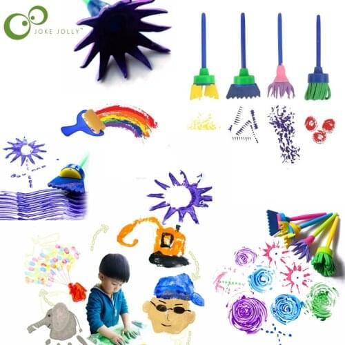 A set of Childrens Handle Sponge Creative Graffiti DIY Seal Art Drawing Teaching Material Drawing Set WYW