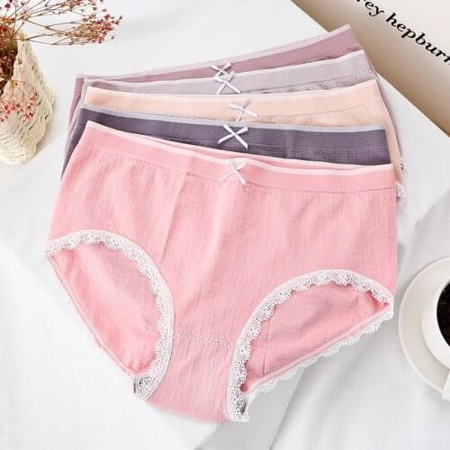 Nylon Panties Woman Sexy Lace Briefs Fashion Solid Color knickers Girls Bow Underpants Set Underwear lace female lingerie 2020