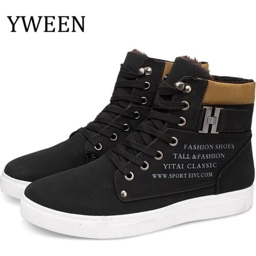 YWEEN New Arrive Mens Winter Shoes High Top New Lace-up Warm Shoes Men Ankle Boots