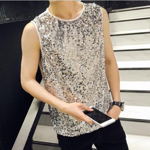 Original masculino men vest Metallic bright surface bronzing clothing personalized singer dance stage street star style dress