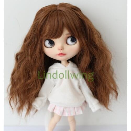 9-10 inch Blyth Wig Long Curly Brown Hair