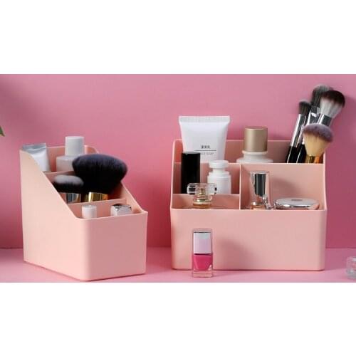 Plastic Desktop Sundries Storage Makeup Organizer Cosmetic Makeup Brush Storage Case Home Office Bathroom Storage Box