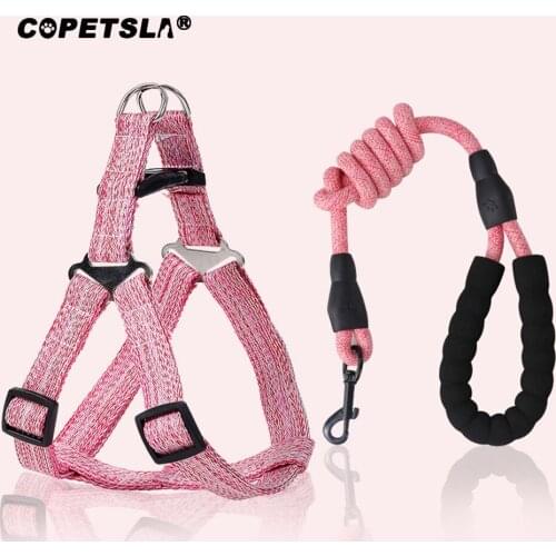 Copetsla Pet Harness Leash Collar Set Fashion Adjustable Dog Harness for Small Medium Pet Collar Leash Vest Puppy Chest Strap