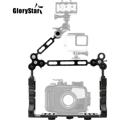 CNC Scuba Diving Underwater Light Arm System Triple Clamp Tray Bracket Handle Grip Stabilizer Rig for Video Gopro DSLR Cam Torch