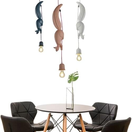 Modern Nordic LED Pendant Lamp Squirrel Shape Creativity E27 Pendant Lights For Bedroom Dining Living Room Kids Room home Decor