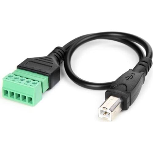 USB 2.0 Type-B USB 3.1 Type-C Micro usb Mini usb Male to 5 Pin Screw Connector w/30cm Shield Terminal Cable