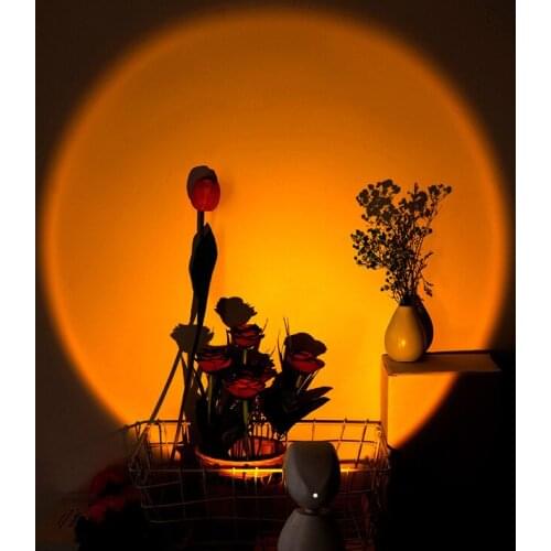 USB Rainbow Sunset Projector Lamp Atmosphere Night Light Home Coffee Shop Background Wall Decoration Touch Control Sunset Light