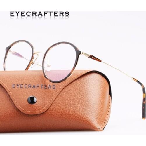 High-end Ultra Lightweight TR90+Stainless Steel Eyeglass Frames Mens Womens Retro Vintage Round Clear Lens Eyeglasses Frame