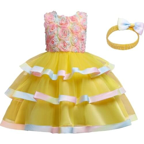 2-10 Age Summer Princess Dress Party Chidlren Clothes Flower Girls Wedding Evening Lace Ball Gown Elegant Kids Dresses For Girl
