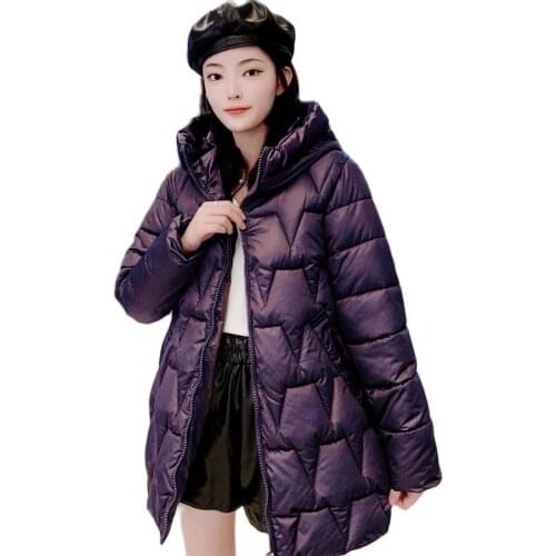 Women Winter Hooded Slim Thin Midi Windproof Coat Puffer Jacket Cotton Padded Parkas Outwear Overcoat