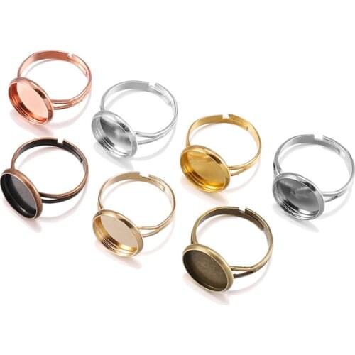10Pcs Retro Ring Holder Concave Surface 8-25MM Inner Diameter DIY Handmade Time Gem Tray Adjustable Jewelry Finding&Components