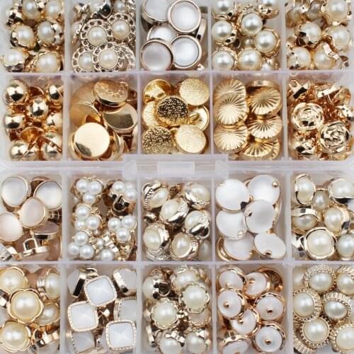100pcs Metal Pearl Buttons Shirt Childrens Clothes Decoration Accessories Men Women Round Buttons Set