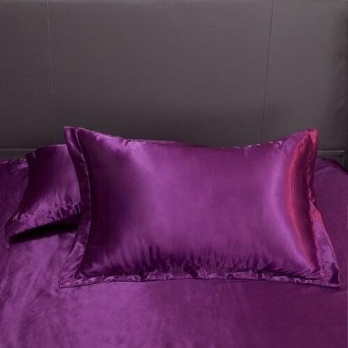 2 pieces of silk satin pillowcase, pure imitation, comfortable pillowcase, for bed, double