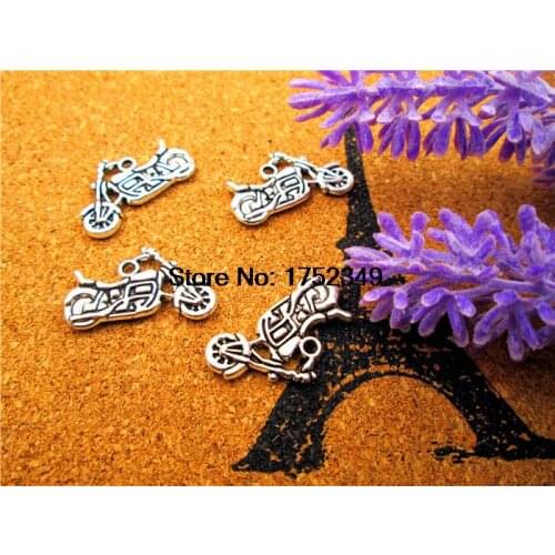 20pcs Motorcycle Charms Motorcycle Pendants Antiqued Tibetan Silver Double Sided 24 x 15 mm
