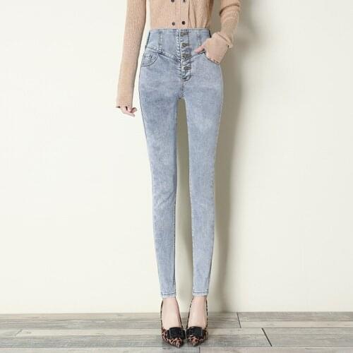 2021 Women Simple Solid Elastic high waist Skinny Fashion Women black blue mom Casual cotton Slim fit Stretch Pencil pants