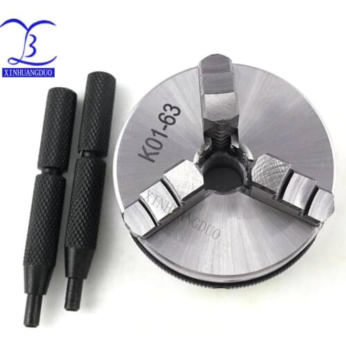 3 Jaw Chuck Manual Self-Centering 2.5" K01-63 Mini Chuck K01 63mm M14 Hardened Steel for Wood Lathe