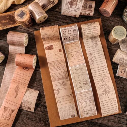 5cm*3m Retro Europe America Style Washi Tape Decorative Scrapbooking Planner Masking Tape Label Sticke Stationery School Supplie