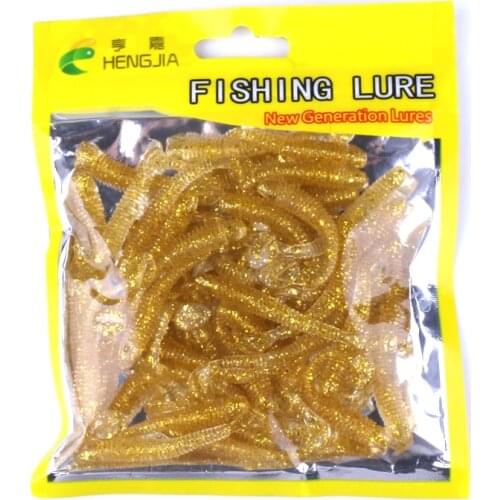 50Pcs Soft Floating T Fish Bionic Isca Artificial Fishing Lure Fly Fishing Silicone Bait Worms Shad Bass Bait