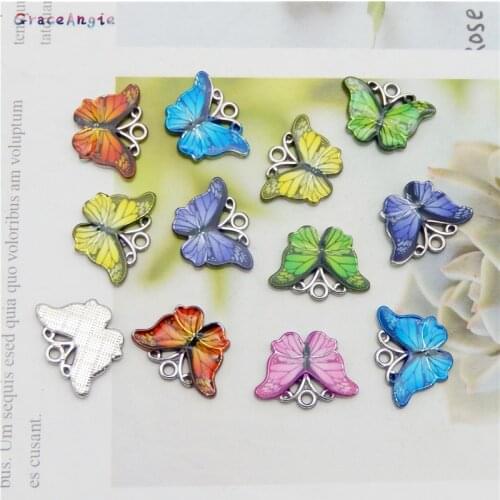 6pcs Mix Butterfly Pendants Colourful Enamel Butterfly Charm Small Animal Findings DIY Jewellery Supplies Earrings DIY Gift