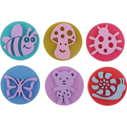 6pcs Different Patterns Sponge Painting Brush Children Painting Brush Stamper Seal Kids DIY Graffiti Drawing Toys