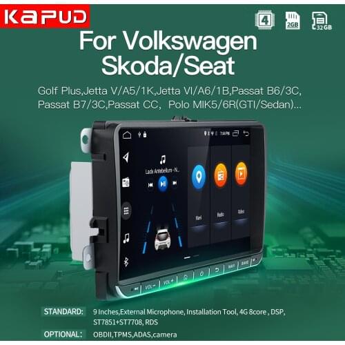 Kapud Car Radio Player Stereo Android10 9''Multimidia Autoradio Gps Classic For VW/Volkswagen/Passat/Golf/Polo/Octavia/Tiguan/B7