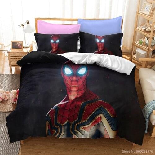 Spider Man Marvel Superhero Duvet Cover Set Queen King Size Bedding Set Quilt Cover with Pillowcase Set Bedclothes for Kids Boys