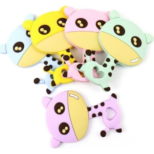 Food Grade Baby Rodents Silicone Teethers DIY Animal Ring Teether Infant Baby Silicone Chew Charms Kids Teething Gift Snecklace