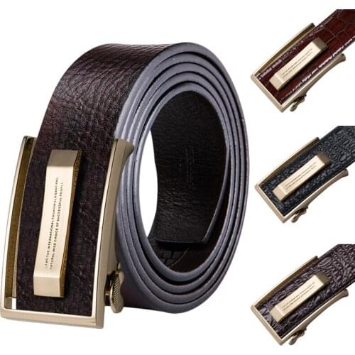 Designer Men Belt Fashion Genuine Leather Automatic Buckle Crocodile Belt Brown Blue for Men Barry.wang Black Belts G-2036