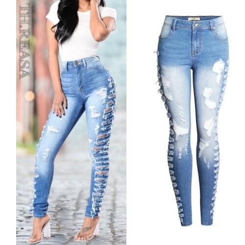 Jeans for Women In Europe and The United States New Womens Cut Slim Stretch Jeans Skinny Pencil Pants