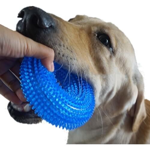 S/XL Squeak Chew Pet Toys For Golden Retriever Large Dogs Training Funny Chew Thorn Circle Ring Small Dog Toys Sound Interactive