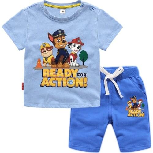 PAW PATROL Boys Clothes Set Summer Kids T shirt With Pants Casual Sport Suits 2pcs Tracksuit Outfits Childrens