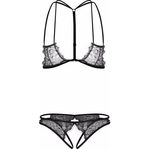 Kakaforsa Sexy New Lace Lingerie Set Women Bra Top and Thongs Briefs Two Piece Suit Female Panties Sex Underwear T-string