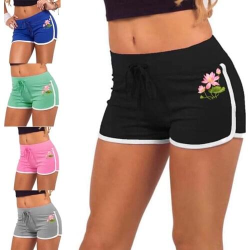 Summer Casual Shorts Women High Waist Elasticated Fitness Leggings Push Up Gym Training Gym Tights Pocket Printing Short