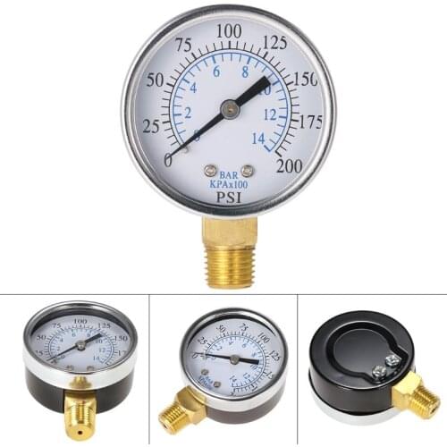 0-14 Bar Air Oil Water Pressure Gauge 1/4" NPT 0-200PSI Manometer 0-14 Bar Side Mount