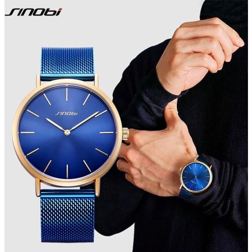 Relogio Masculino 2020 SINOBI Men Watches Slim Mesh Steel Watches Mens Wristwatches Simple Quartz Watch Men Classic Clock Gift